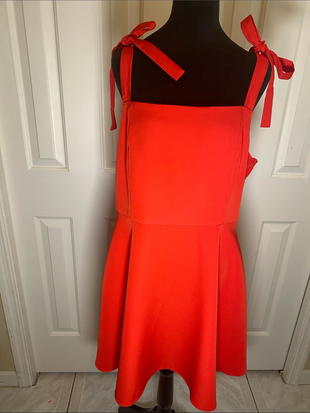 BCBGeneration Red Tie-Shoulder Fit & Flare Dress Size 14 NWT